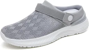 Mens Womens Mules & Clogs Garden Shoes Summer Breathable Mesh Walking Mules Sneakers Open Back Slip On Shoes Non-Slip Outdoor Beach Sandals Unisex Casual Slipper Closed Toe Slides
