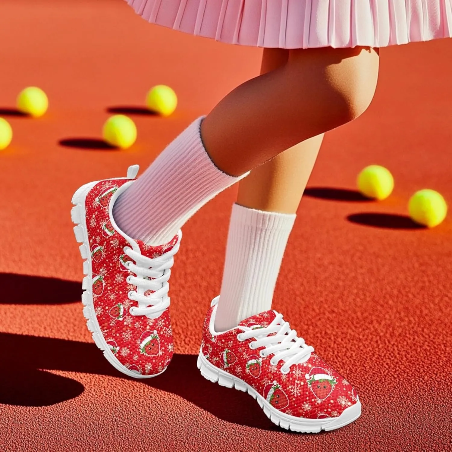 Micoklinlin Sneakers for Boys Girls Cute School Walking Shoes Anti-Slip Lace-up Jogging Shoes Outdoor Footwear for Kids