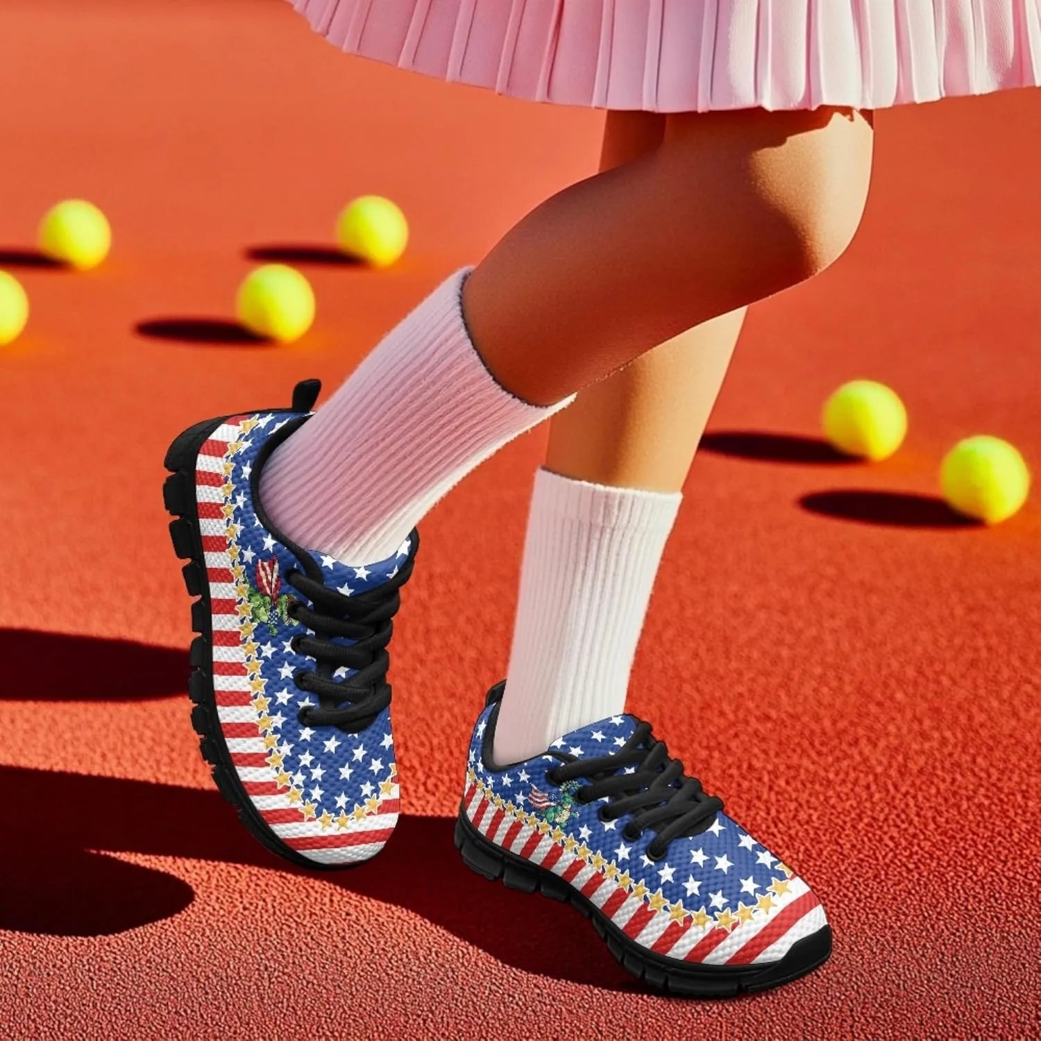 Micoklinlin Sneakers for Boys Girls Cute School Walking Shoes Anti-Slip Lace-up Jogging Shoes Outdoor Footwear for Kids