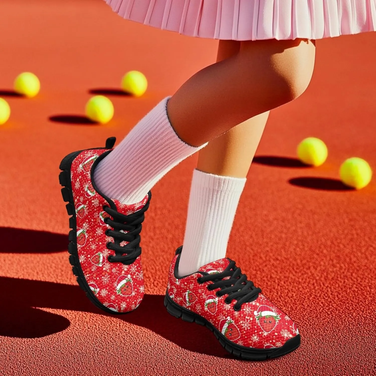 Micoklinlin Sneakers for Boys Girls Cute School Walking Shoes Anti-Slip Lace-up Jogging Shoes Outdoor Footwear for Kids