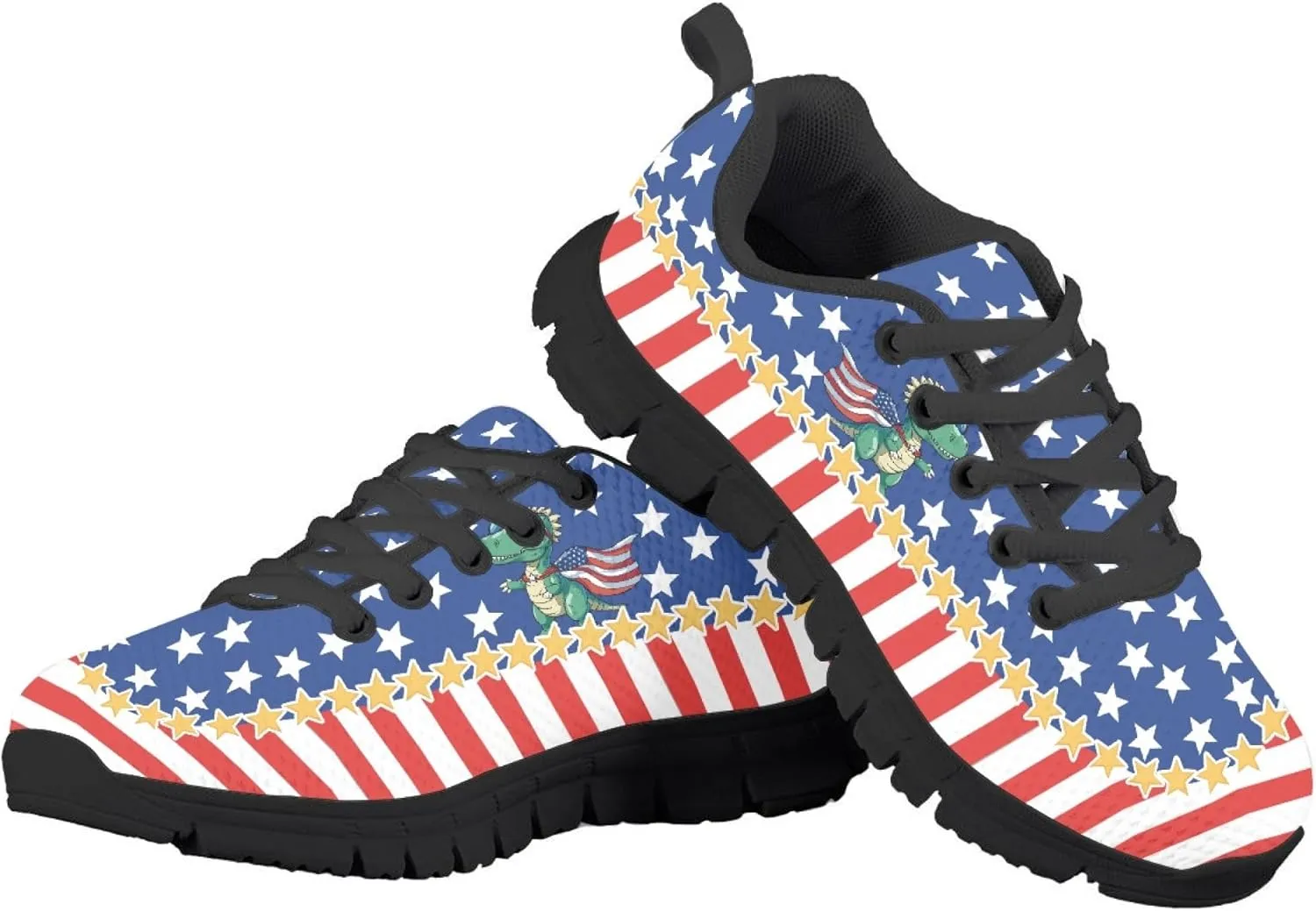 Micoklinlin Sneakers for Boys Girls Cute School Walking Shoes Anti-Slip Lace-up Jogging Shoes Outdoor Footwear for Kids