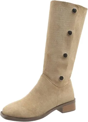 Mid Calf Boots for Women Fashionable And Versatile Classic Boots Fashion High Fall Booties Shoes Boot Work Women