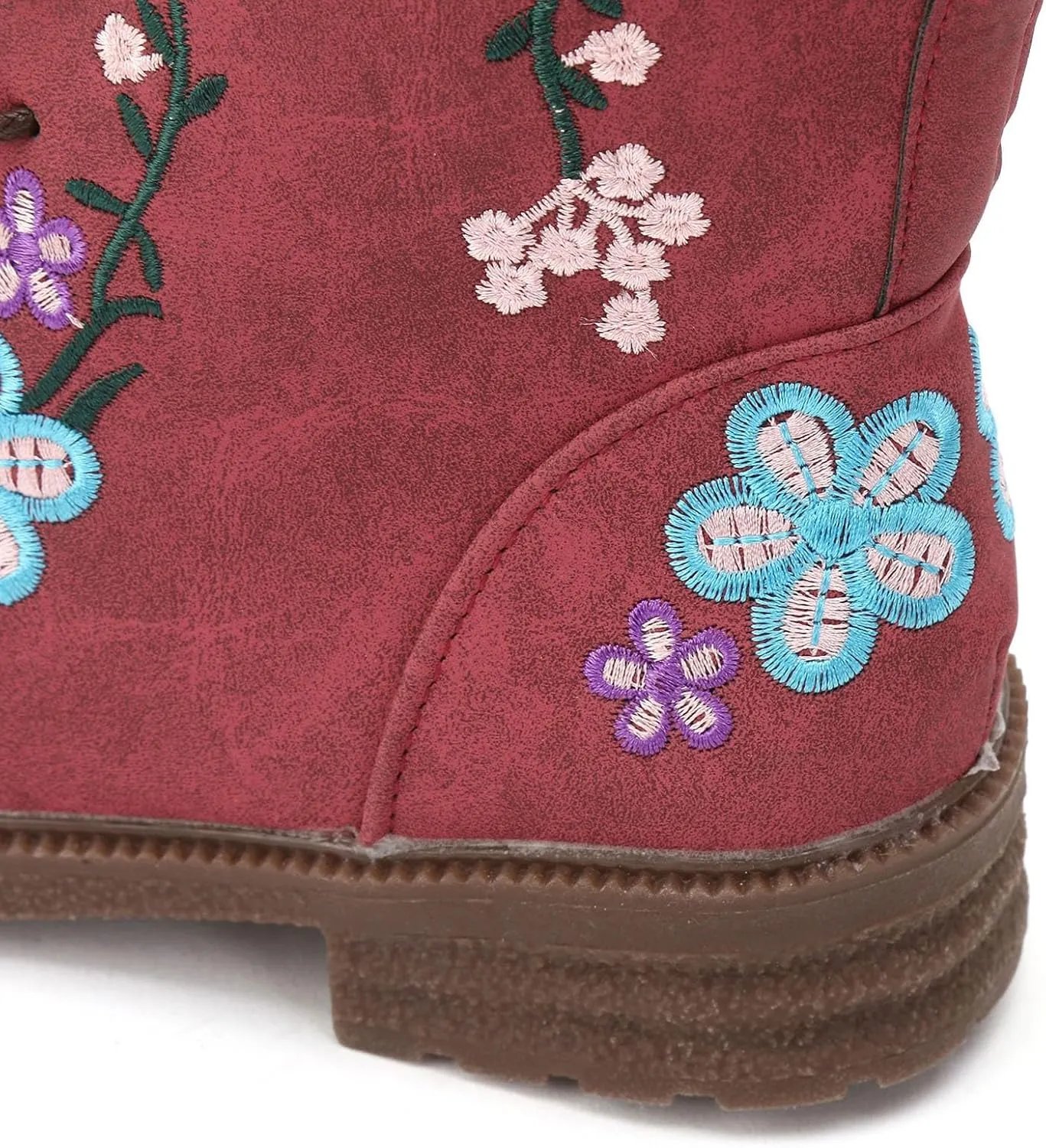 Mid Calf Boots for Women Retro Printed Embroidered Women's Heel Monochrome Fashion Short Boots Non Statement Boots Women