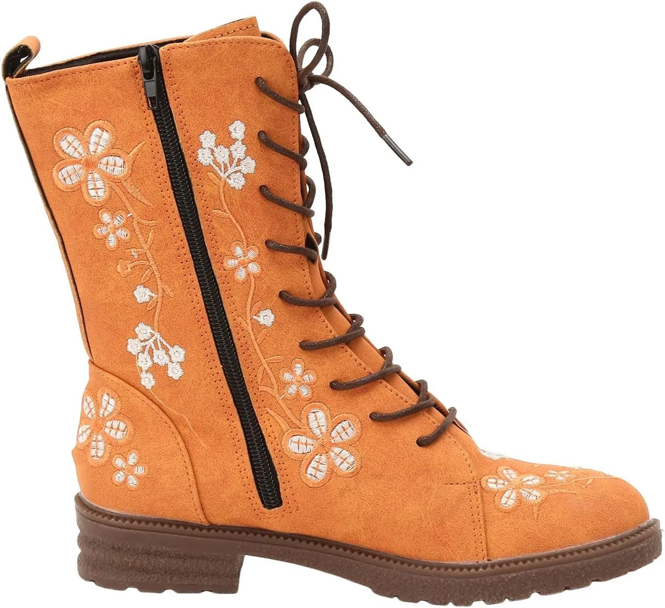 Mid Calf Boots for Women Retro Printed Embroidered Women's Heel Monochrome Fashion Short Boots Non Statement Boots Women