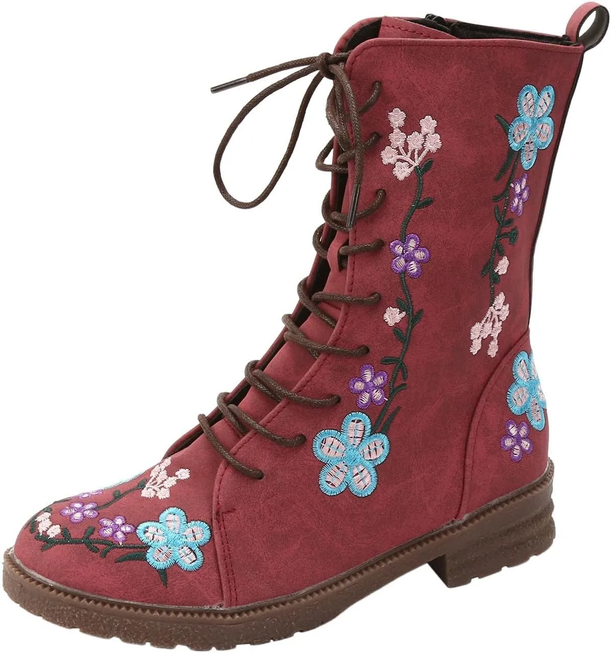 Mid Calf Boots for Women Retro Printed Embroidered Women's Heel Monochrome Fashion Short Boots Non Statement Boots Women