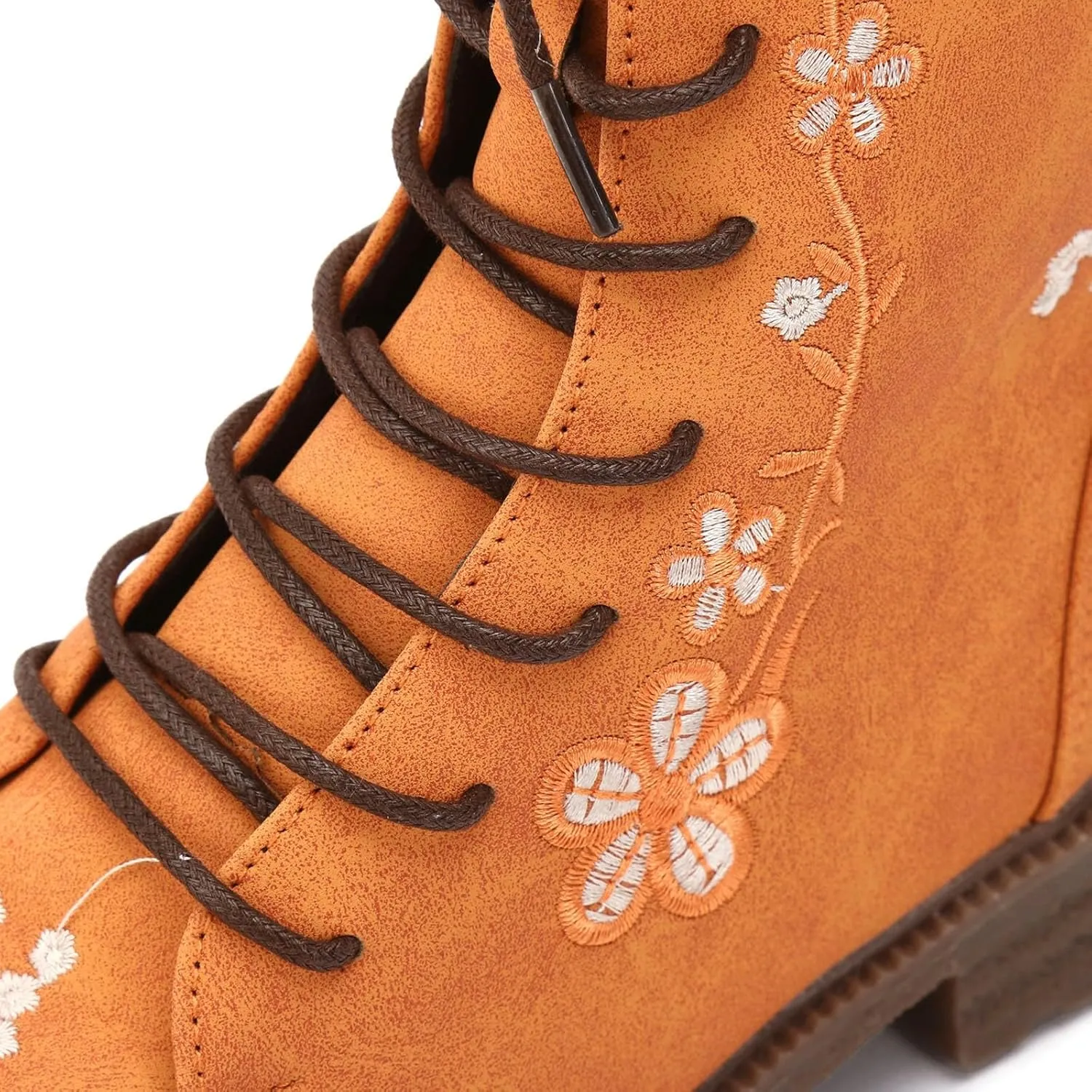 Mid Calf Boots for Women Retro Printed Embroidered Women's Heel Monochrome Fashion Short Boots Non Statement Boots Women
