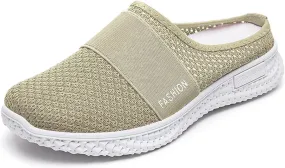 Mmoneyake Slip On Mules for Women Lightweight Open Back Shoes Comfort Walking Shoes Breathable Slippers Closed Toe Slides Backless Low Wedge Slip On Shoe Garden Clogs Shoe