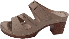 Mules for Women Chunky Mid Heels Sandals Fishmouth Open Toe Shoes Adjustable Strap Buckle Backless Mules Slip On Block Comfortable Slippers Summer Casual Beach Sandals 2025