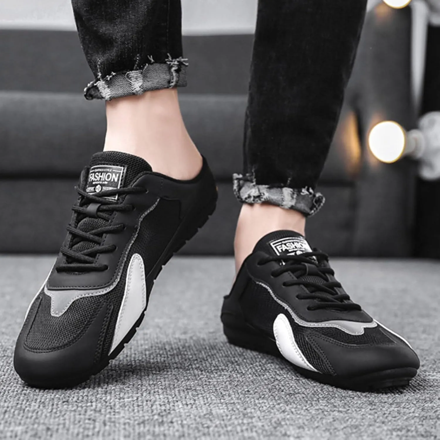 New Men's Shoes Trend Versatile Casual Shoes Lazy Man Half Slipperboard Shoes Shoes Mens Slip on Casual Shoes Size 9 Men's Sh