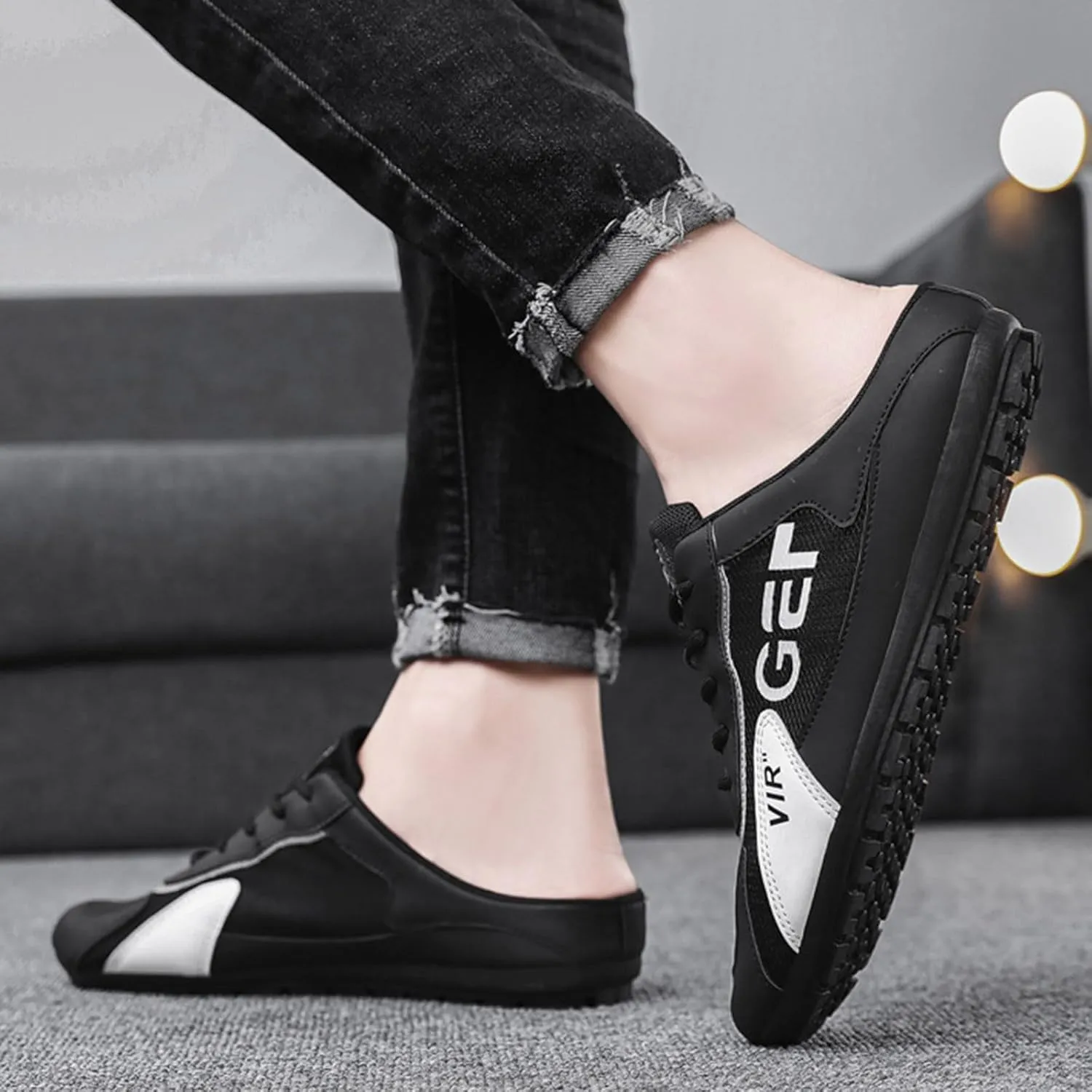 New Men's Shoes Trend Versatile Casual Shoes Lazy Man Half Slipperboard Shoes Shoes Mens Slip on Casual Shoes Size 9 Men's Sh