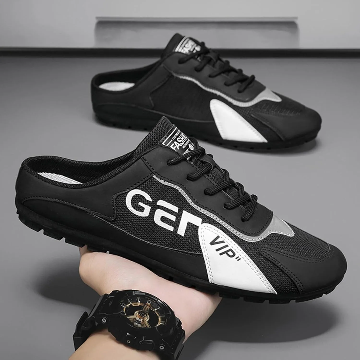 New Men's Shoes Trend Versatile Casual Shoes Lazy Man Half Slipperboard Shoes Shoes Mens Slip on Casual Shoes Size 9 Men's Sh