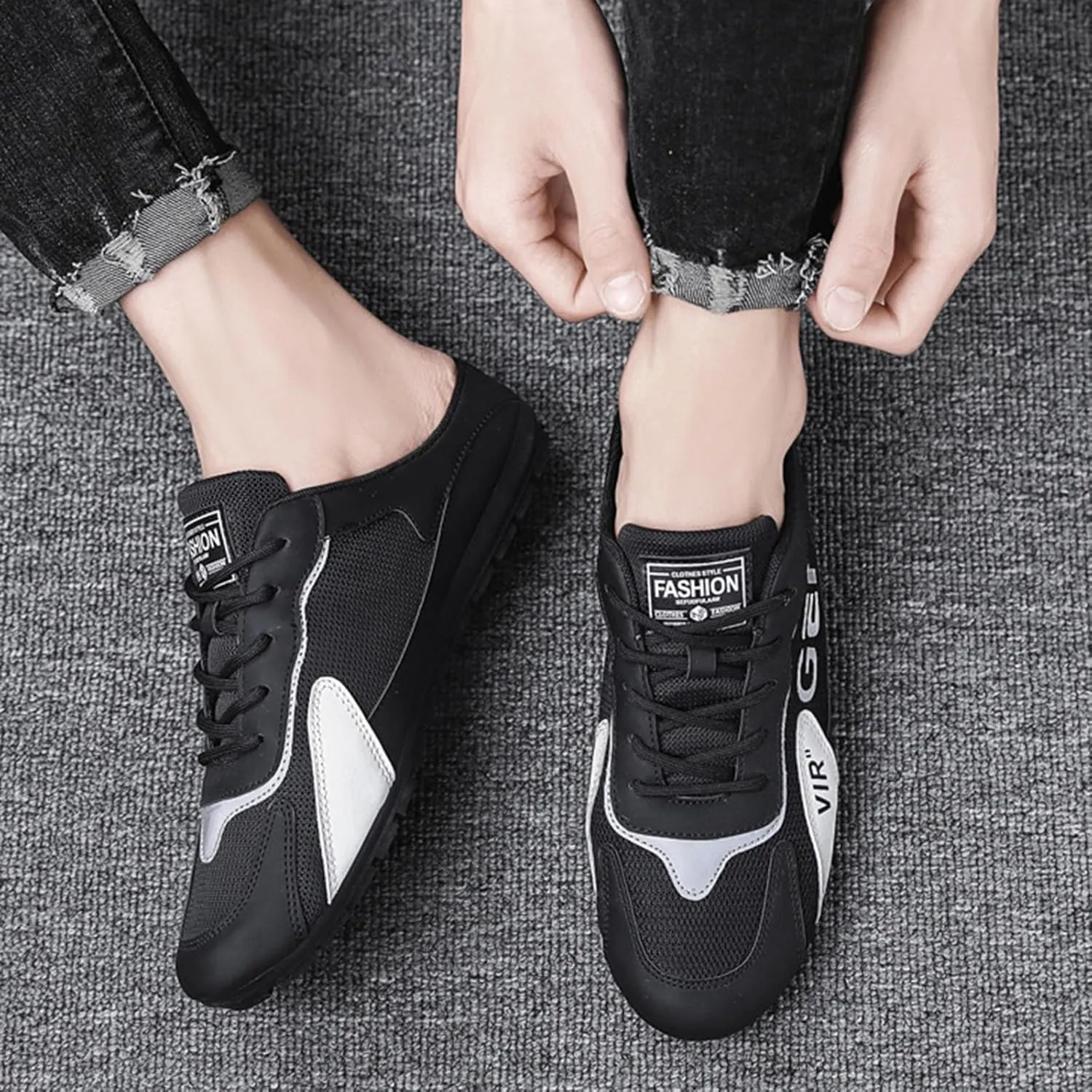 New Men's Shoes Trend Versatile Casual Shoes Lazy Man Half Slipperboard Shoes Shoes Mens Slip on Casual Shoes Size 9 Men's Sh