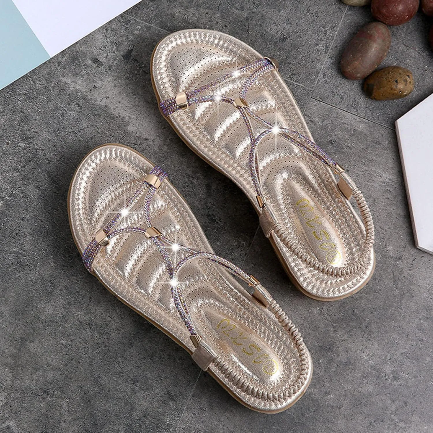 Non Slip Flat Bottom Sandals for Women Adjustable Casual Fisherman Cool Shoes Beach Non Slip Flat Sandals