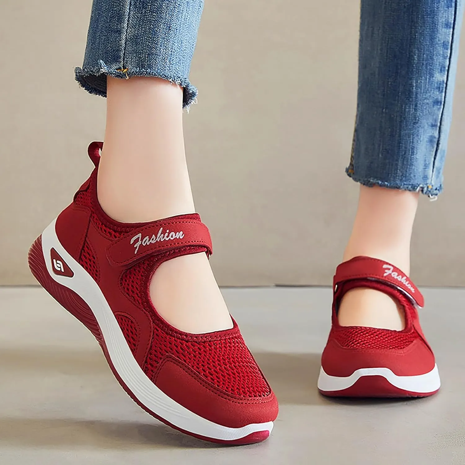 Nurse Shoes for Women Comfortable Walking Shoe Non Slip Adjustable Orthopedic Shoes Breathable Working Flats Nursing Mary Jane Sneakers Casual Lightweight Sneaker