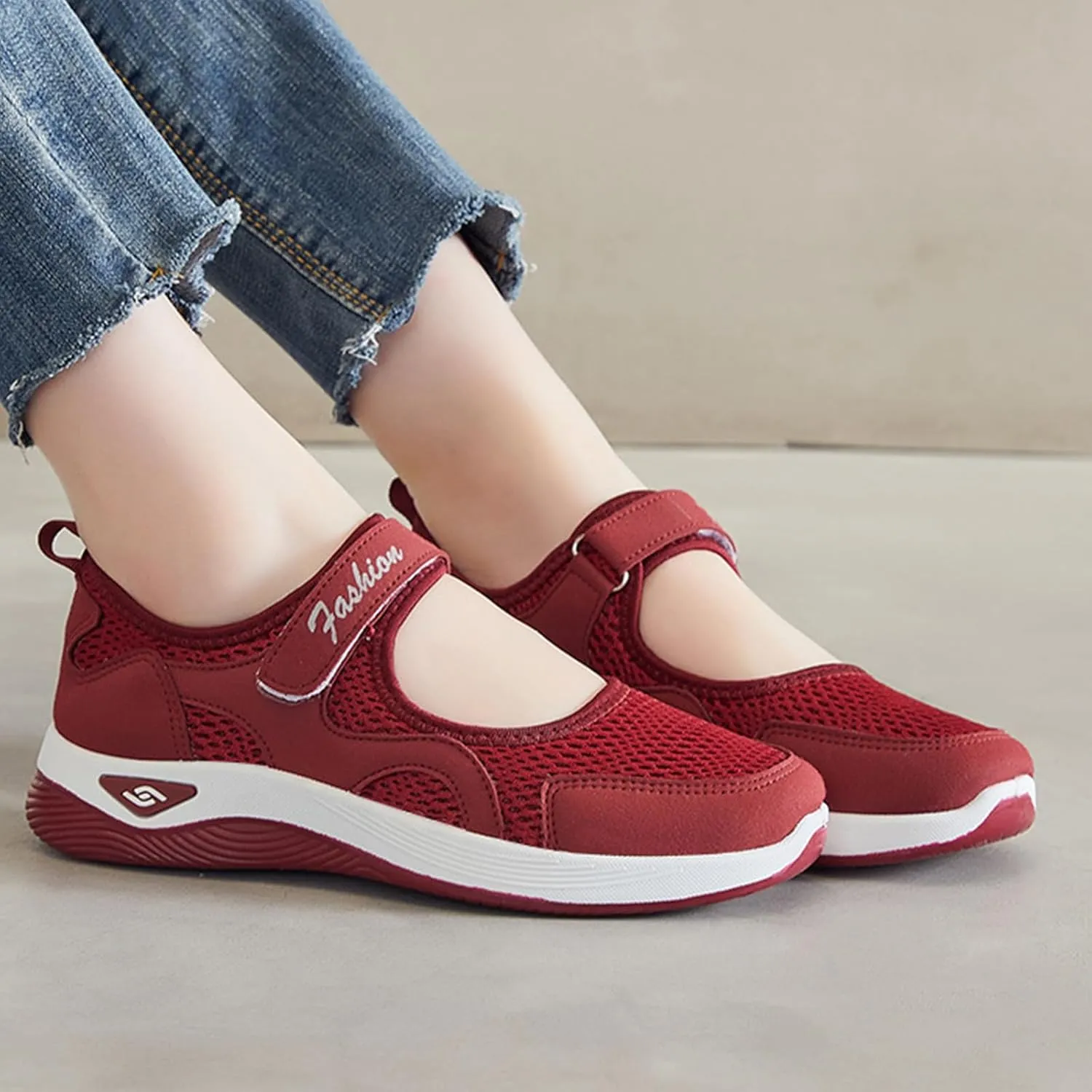 Nurse Shoes for Women Comfortable Walking Shoe Non Slip Adjustable Orthopedic Shoes Breathable Working Flats Nursing Mary Jane Sneakers Casual Lightweight Sneaker
