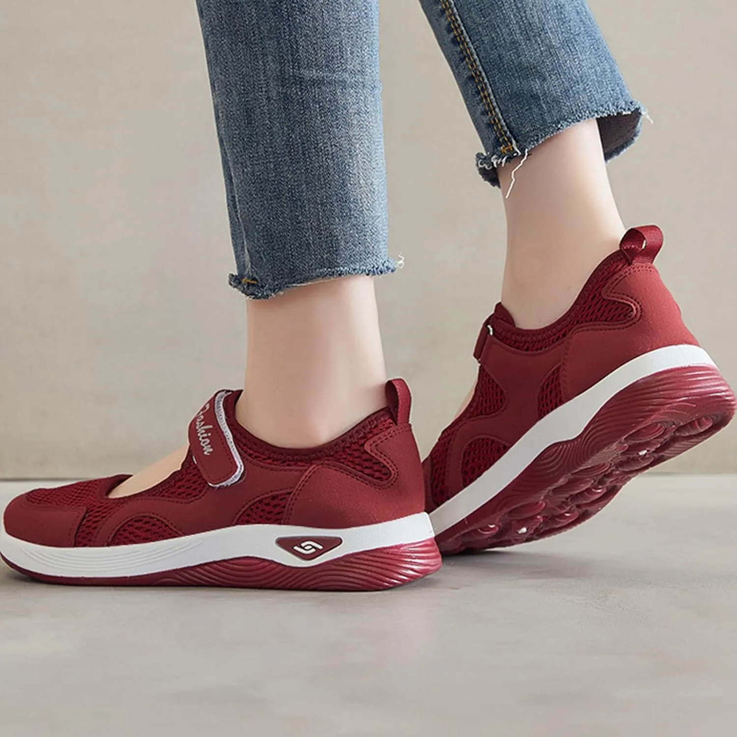 Nurse Shoes for Women Comfortable Walking Shoe Non Slip Adjustable Orthopedic Shoes Breathable Working Flats Nursing Mary Jane Sneakers Casual Lightweight Sneaker