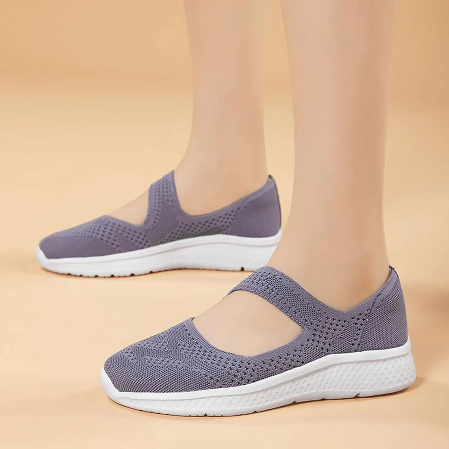 Nursing Shoes for Women Hollow Mesh Breathable Shoes Fashion Slip On Casual Shoes Hook Loop Soft Woven Shoes