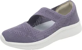Nursing Shoes for Women Hollow Mesh Breathable Shoes Fashion Slip On Casual Shoes Hook Loop Soft Woven Shoes