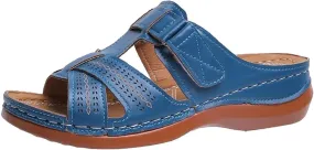 oiangi Womens Sandals 2023 Summer Comfortable Wedge Sandals with Arch Support Solid Casual Fish Mouth Open Toe Slip on Slippers Ladies Beach Travel Shoes