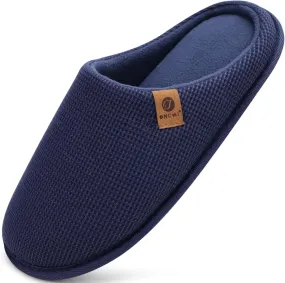 ONCAI Men's House Slippers, Cushion Memory Foam Shake Fleece and Man House Shoes with Faux Fur Lining and Indoor Outdoor Rubber Soles US Size 7-15