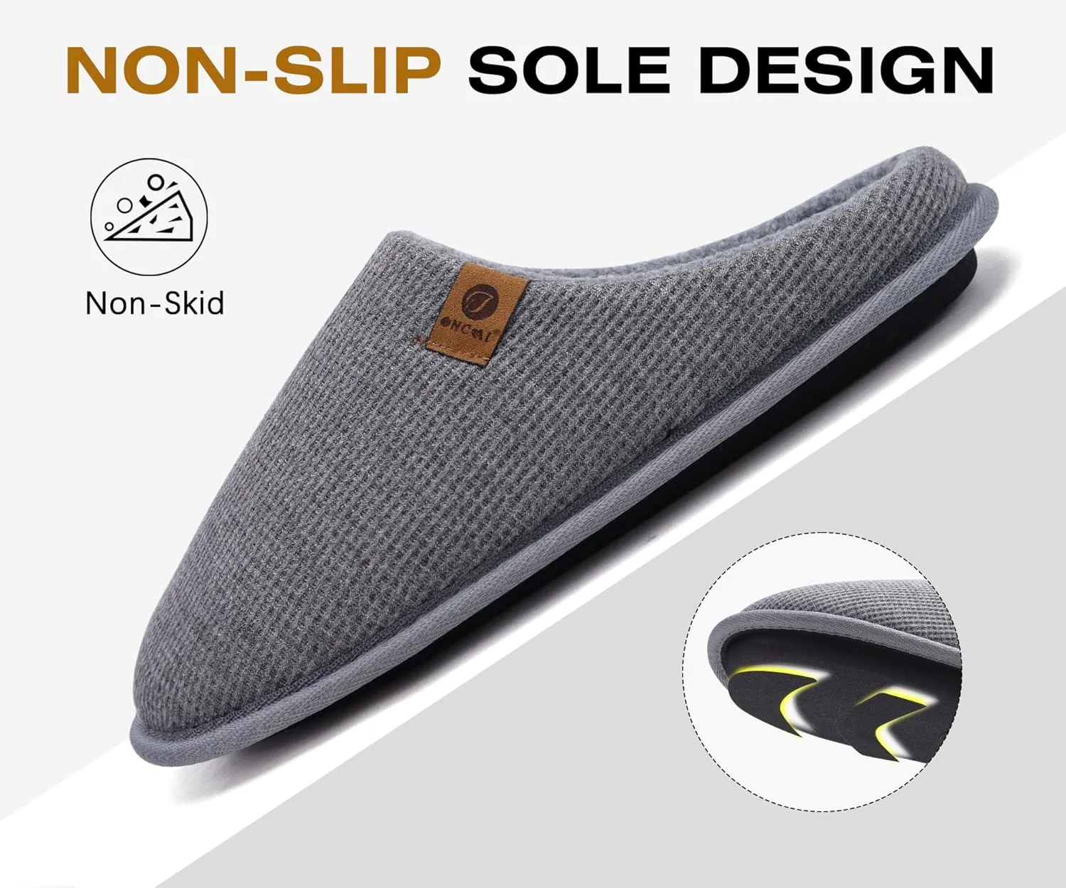 ONCAI Men's House Slippers, Cushion Memory Foam Shake Fleece and Man House Shoes with Faux Fur Lining and Indoor Outdoor Rubber Soles US Size 7-15