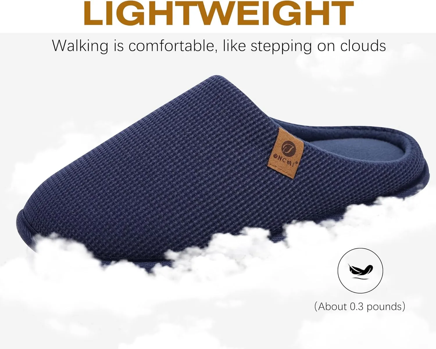 ONCAI Men's House Slippers, Cushion Memory Foam Shake Fleece and Man House Shoes with Faux Fur Lining and Indoor Outdoor Rubber Soles US Size 7-15