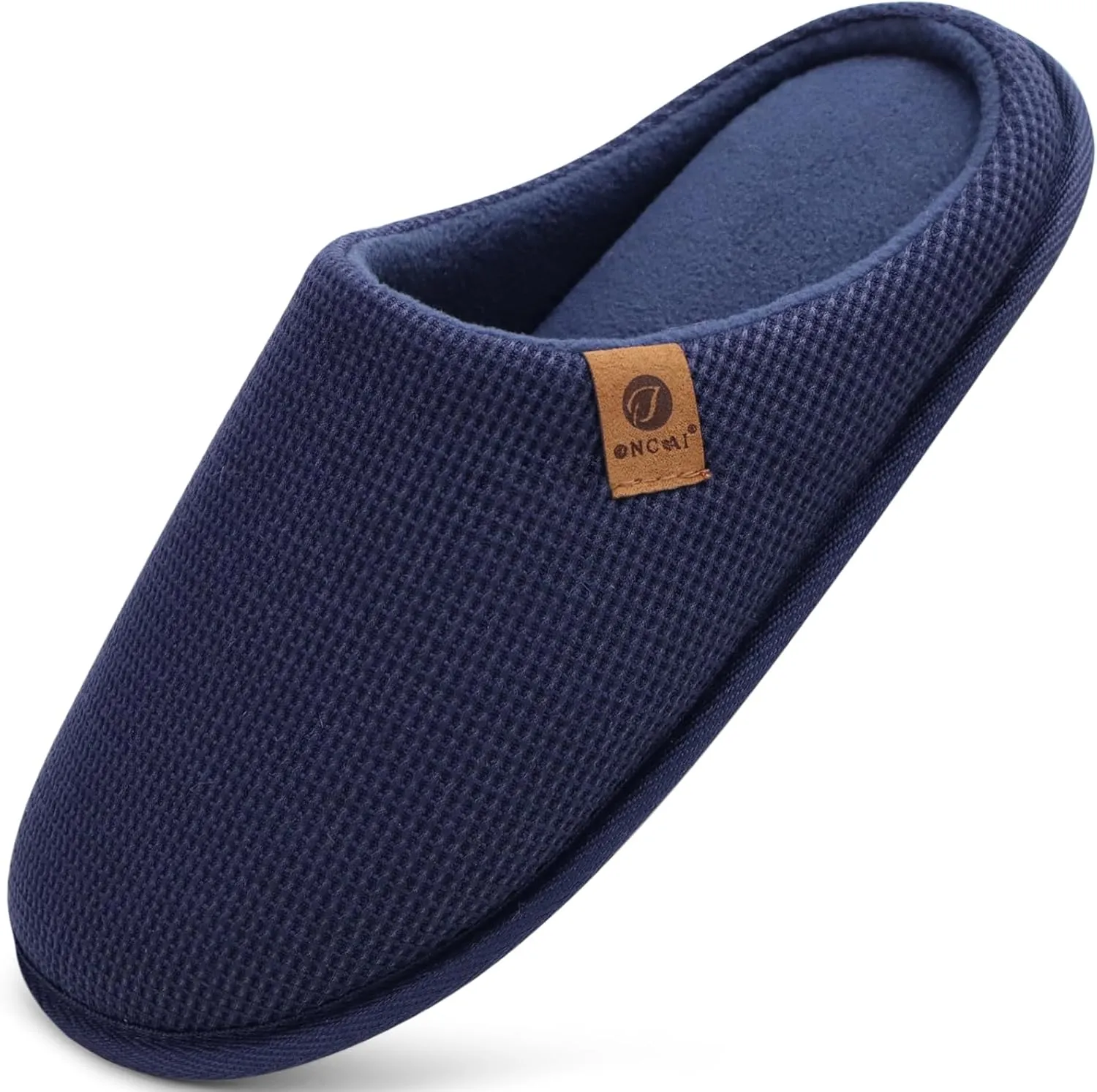 ONCAI Men's House Slippers, Cushion Memory Foam Shake Fleece and Man House Shoes with Faux Fur Lining and Indoor Outdoor Rubber Soles US Size 7-15