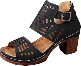 Open Toe Sandals for Women Summer Elegant Thick Heel Wedge Sandals Women's Flip Flops Chunky High Heels OpenToe Wedding