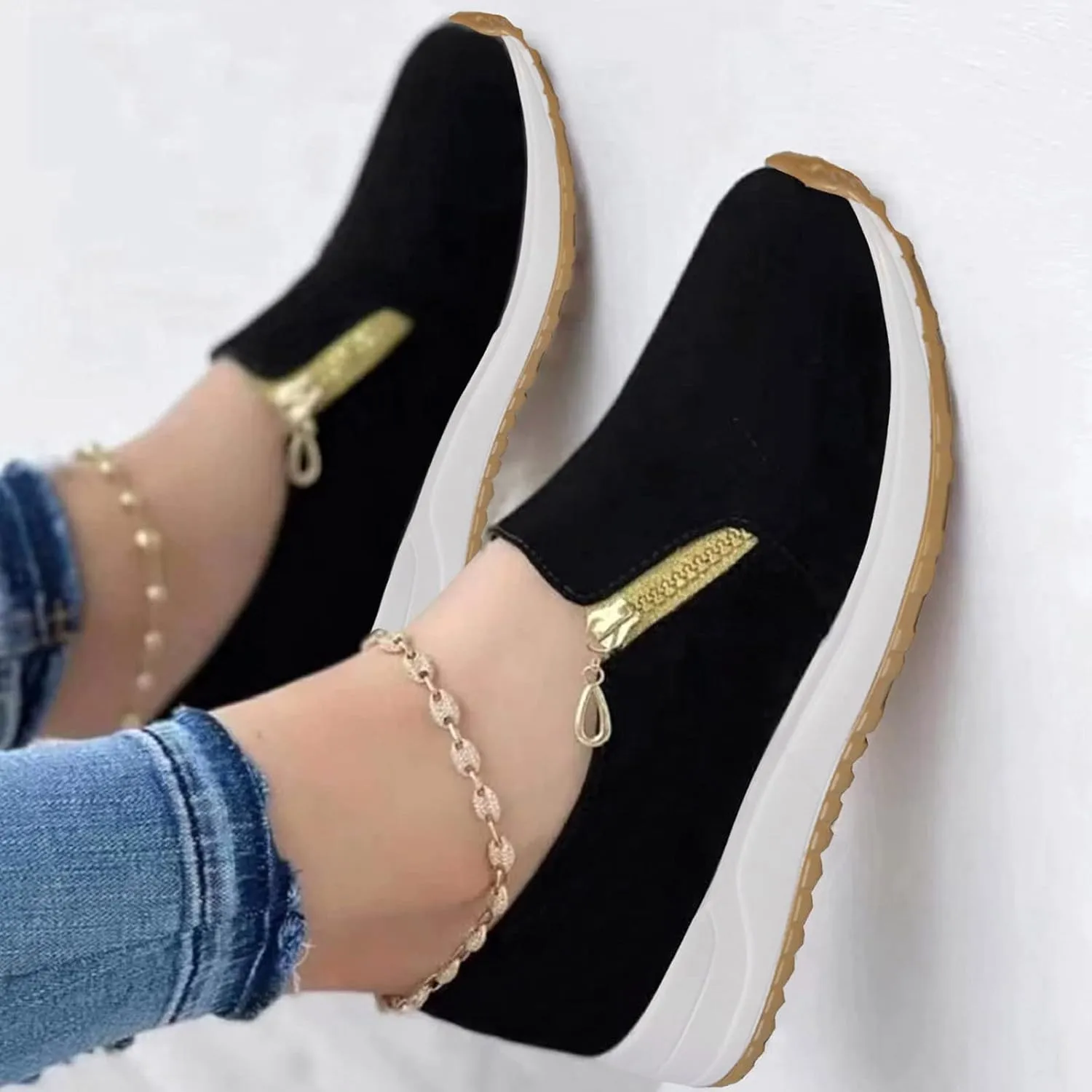 Orthopedic Diabetic Shoes for Women Slip On Walking Sneakers with Arch Support Comfortable Casual Loafers Plantar Fasciitis Foot Pain Relief