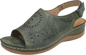 Orthopedic Sandals for Women 2025 Adjustable Ankle Strap Buckle Sandals Fishmouth Open Toe Shoes Leather Perforated Vamp Arch Support Sandal Wide Width Beach Summer Shoes