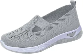 Orthopedic Shoes for Women Woven Slip on Walking Non Slip Work Shoes Women Mesh Women Casual Shoes White Sneakers Steel Toe Tennis Shoe Cross Trainer Shoe