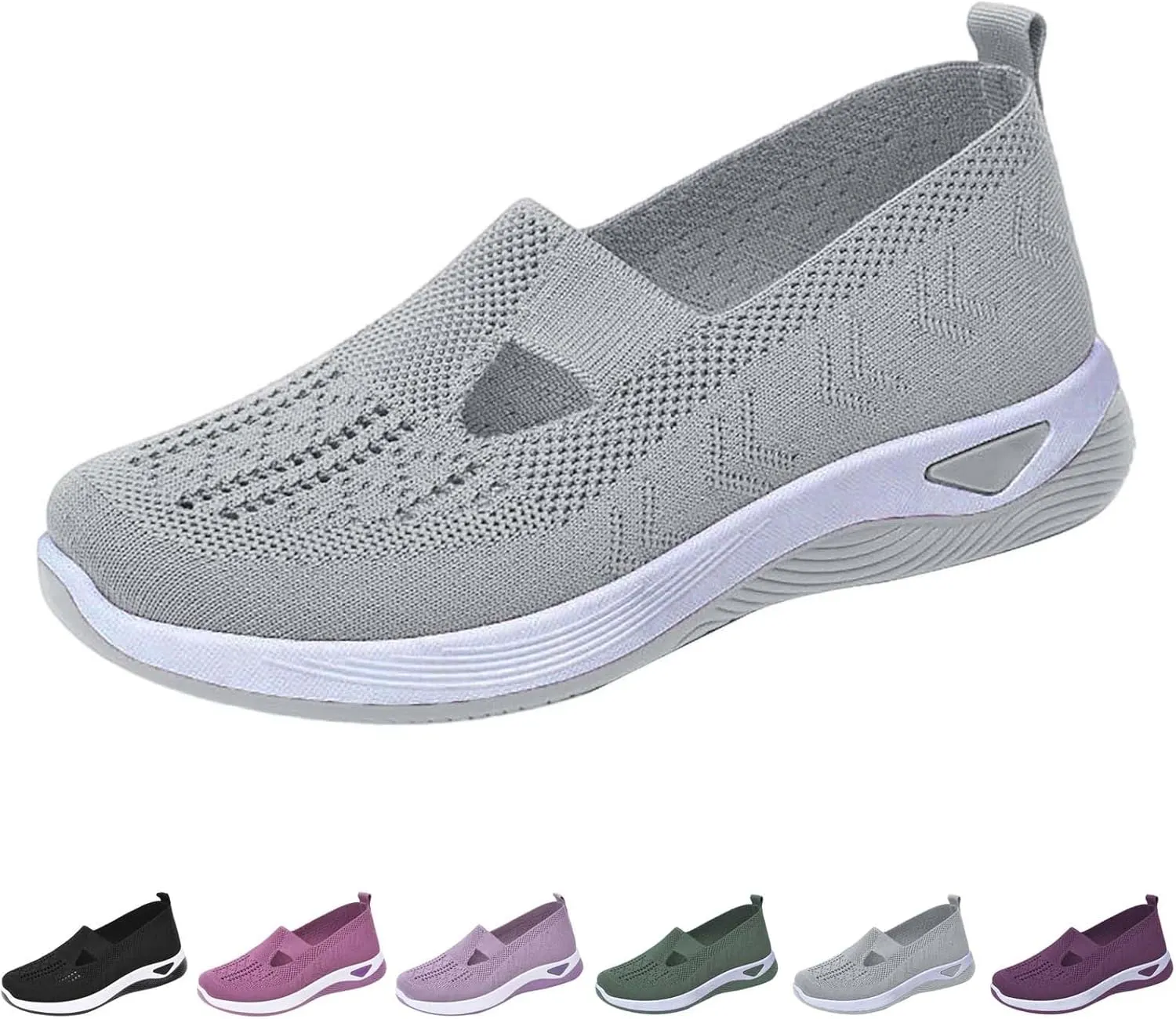Orthopedic Shoes for Women Woven Slip on Walking Non Slip Work Shoes Women Mesh Women Casual Shoes White Sneakers Steel Toe Tennis Shoe Cross Trainer Shoe