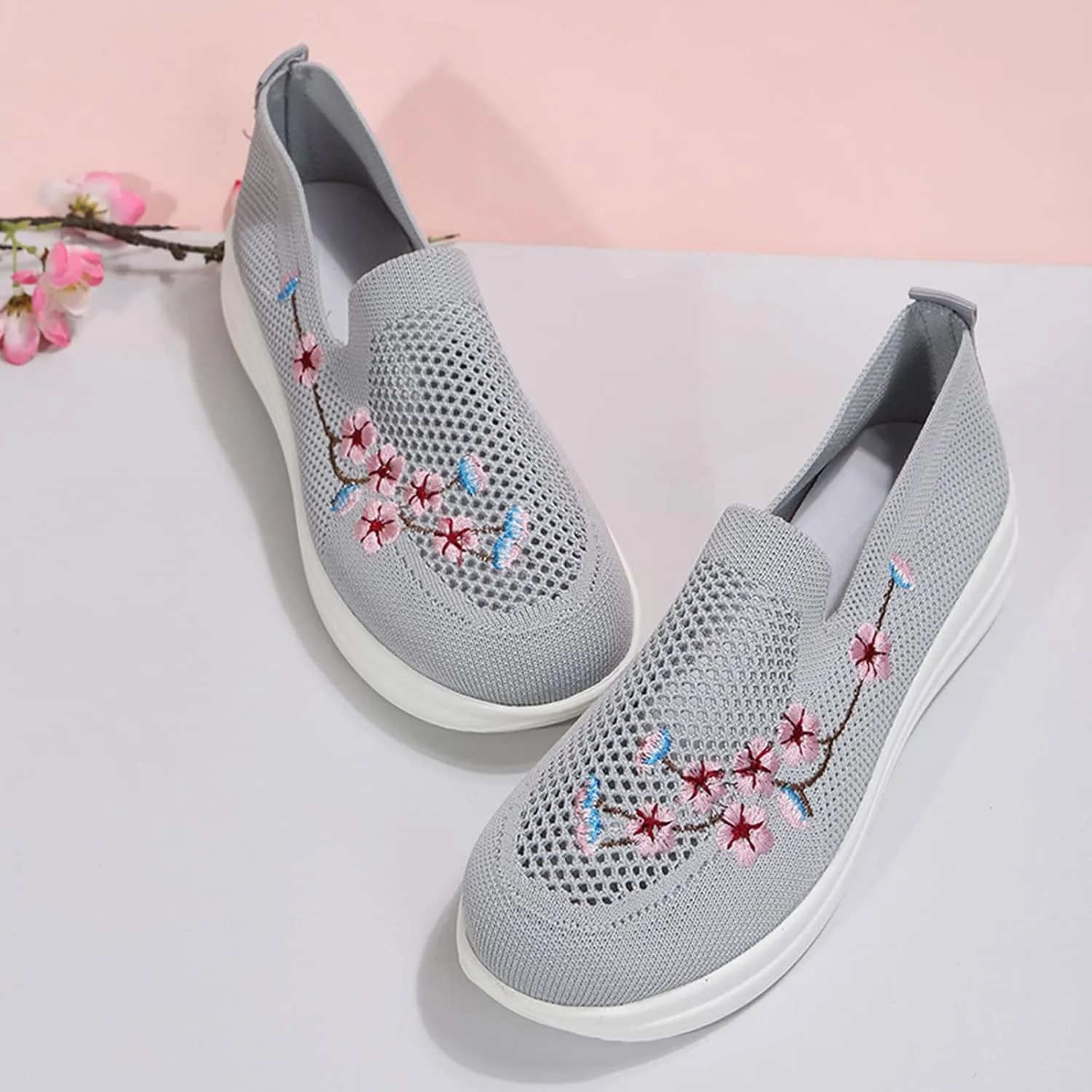 Orthopedic Sneakers for Women Slip On Walking Shoes with Arch Support Comfortable Casual Loafers Plantar Fasciitis Relief Foot Pain Diabetic Swollen Feet