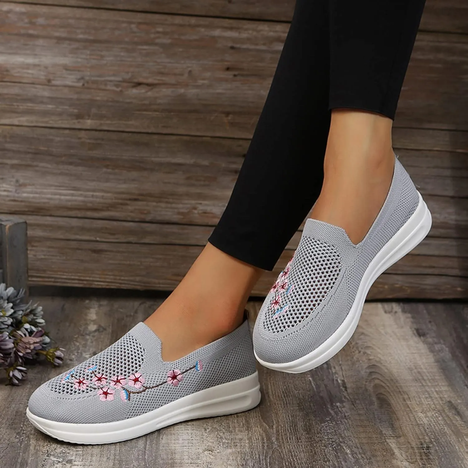 Orthopedic Sneakers for Women Slip On Walking Shoes with Arch Support Comfortable Casual Loafers Plantar Fasciitis Relief Foot Pain Diabetic Swollen Feet
