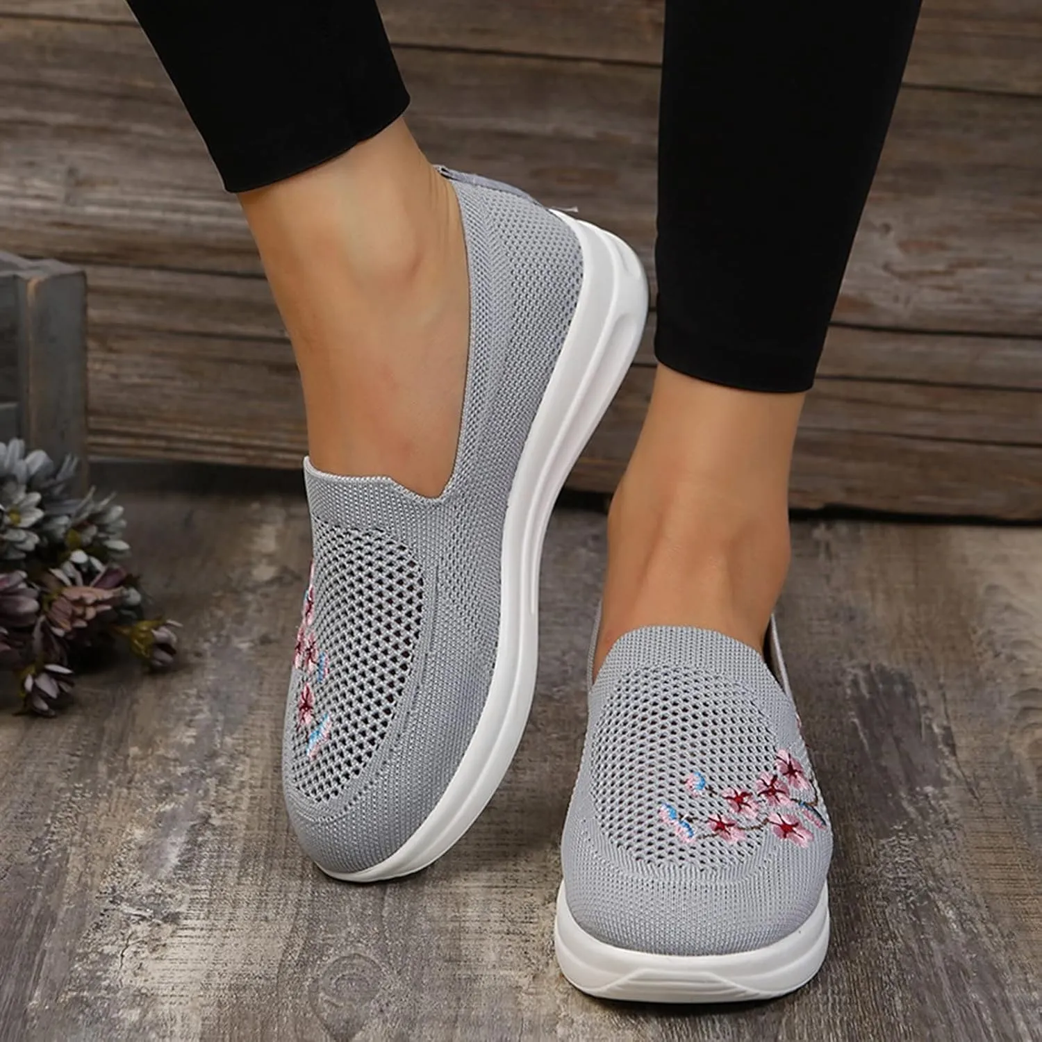 Orthopedic Sneakers for Women Slip On Walking Shoes with Arch Support Comfortable Casual Loafers Plantar Fasciitis Relief Foot Pain Diabetic Swollen Feet