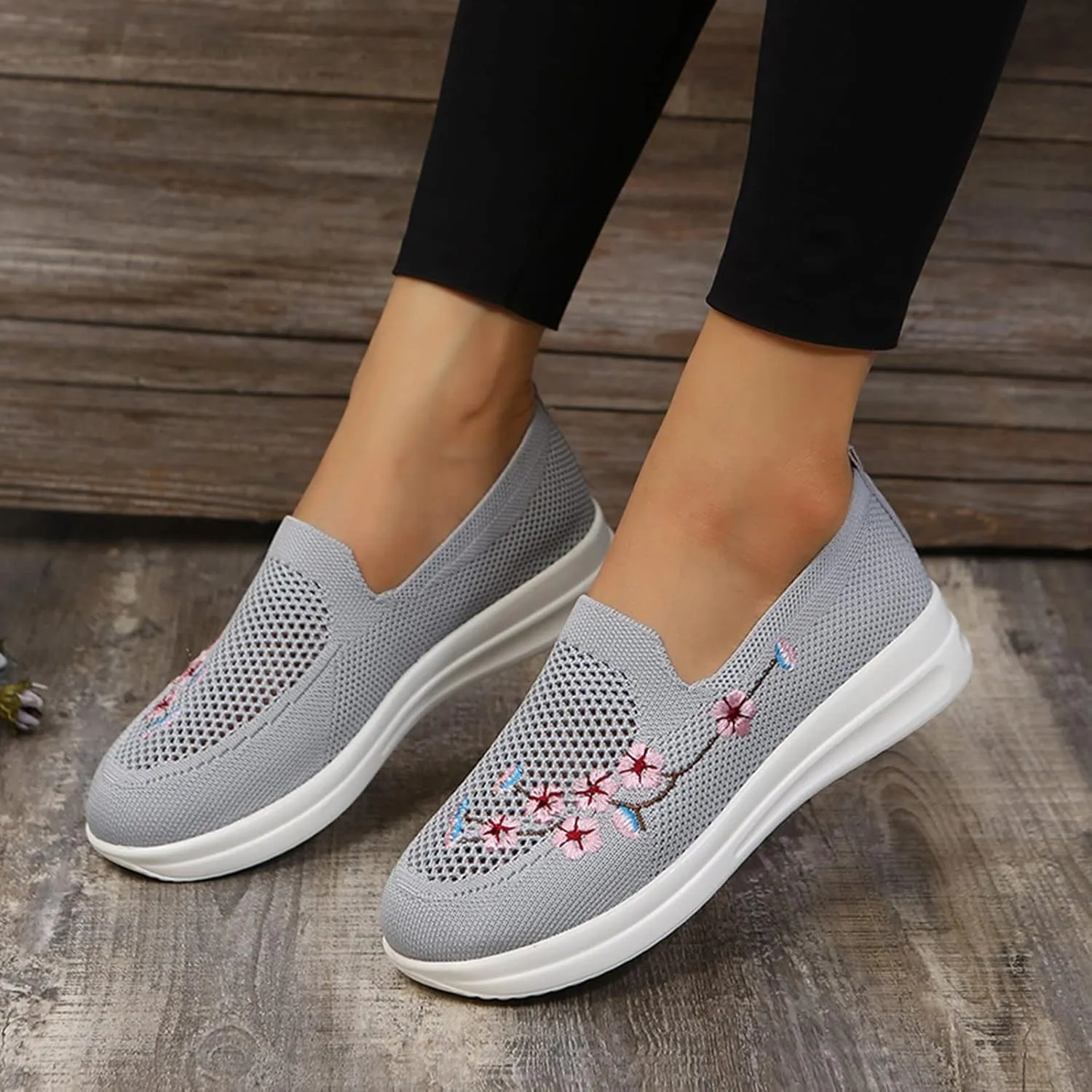 Orthopedic Sneakers for Women Slip On Walking Shoes with Arch Support Comfortable Casual Loafers Plantar Fasciitis Relief Foot Pain Diabetic Swollen Feet