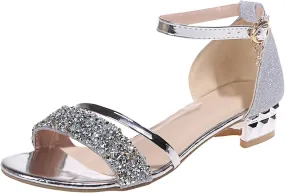 Party Dress Shoes All Solid Color Rhinestones Decorated Low Heel Casual Comfortable Sandals For Women