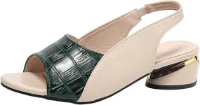 Party Dress Shoes Chunky Heel Fish Mouth Women's Sandals Fashionable Casual Outer Wear Leather Adjustable Strap Slip On