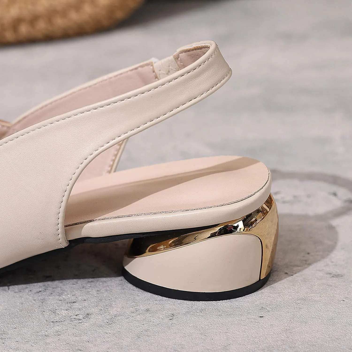 Party Dress Shoes Chunky Heel Fish Mouth Women's Sandals Fashionable Casual Outer Wear Leather Adjustable Strap Slip On