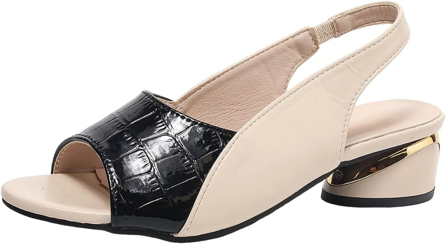 Party Dress Shoes Chunky Heel Fish Mouth Women's Sandals Fashionable Casual Outer Wear Leather Adjustable Strap Slip On