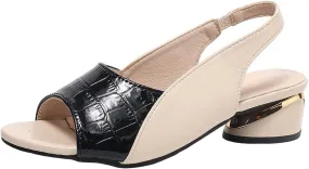 Party Dress Shoes Chunky Heel Fish Mouth Women's Sandals Fashionable Casual Outer Wear Leather Adjustable Strap Slip On