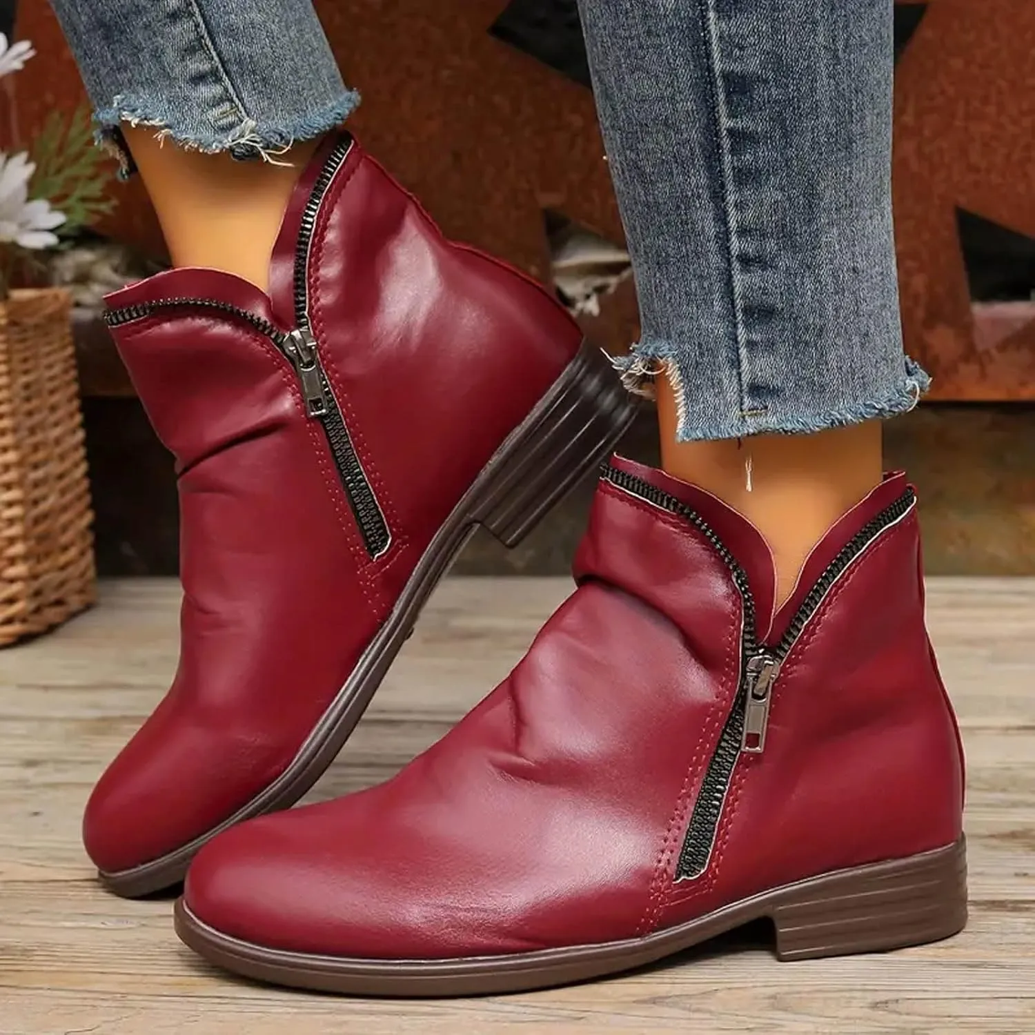 peqiut Womens Cowboy Boots Square Toe Thick Heel Wide Calf Cowboy Boots Women Suede Warm Furry Snow Womens Boots