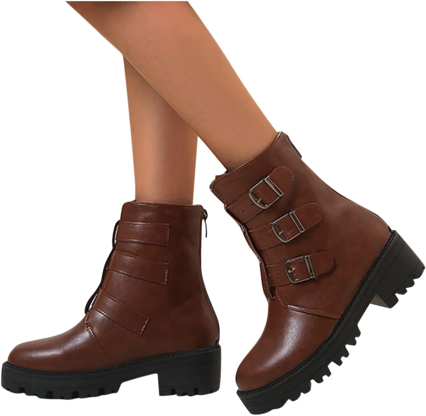 peqiut Womens Cowboy Boots Western Lace Up Round Toe Platform Wide Calf Cowboy Boots Women Casual Boots for Women