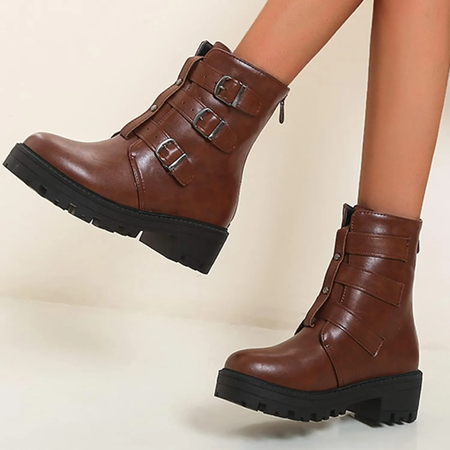 peqiut Womens Cowboy Boots Western Lace Up Round Toe Platform Wide Calf Cowboy Boots Women Casual Boots for Women