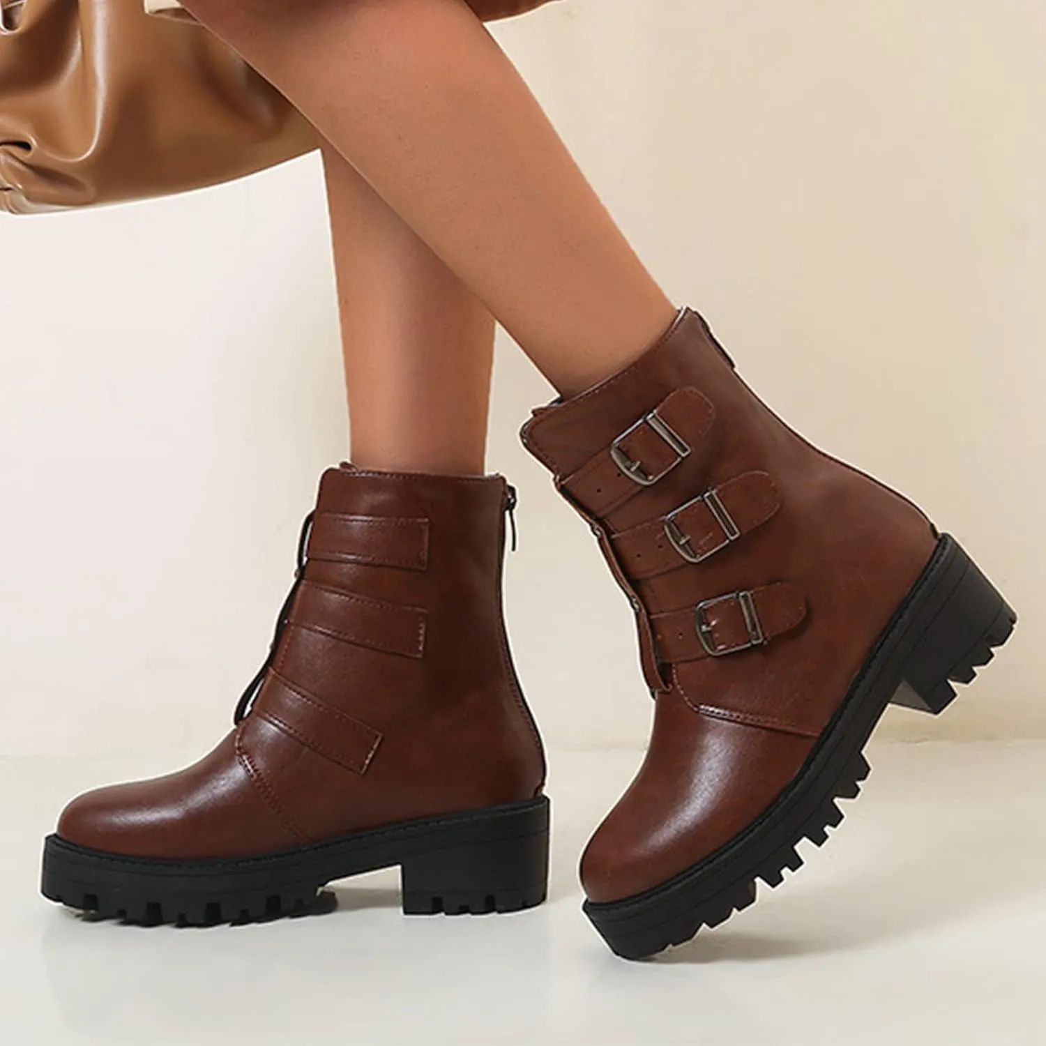 peqiut Womens Cowboy Boots Western Lace Up Round Toe Platform Wide Calf Cowboy Boots Women Casual Boots for Women