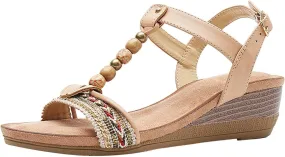 Platform Sandals Comfortable High Heeled Wedges with Adjustable Buckle Open Toe Wedge Sandals for Women
