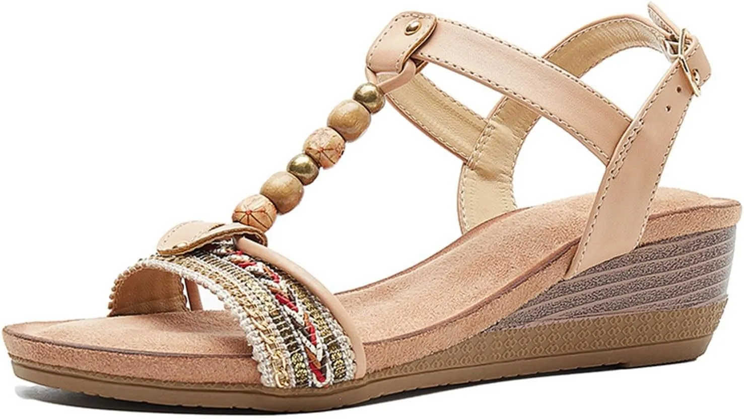 Platform Sandals Comfortable High Heeled Wedges with Adjustable Buckle Open Toe Wedge Sandals for Women