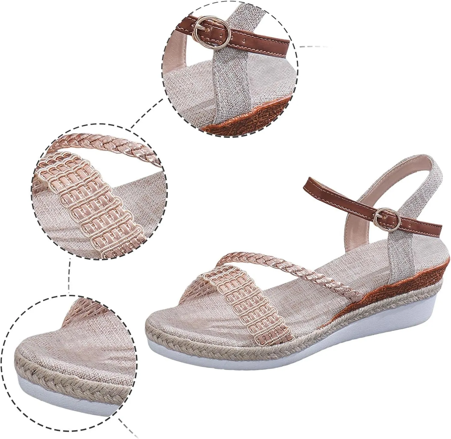 Platform Sandals Comfortable Open-Toe Cork Casual & Dressy Summer Shoes Womens Casual Slip on Summer Wedge Sandals