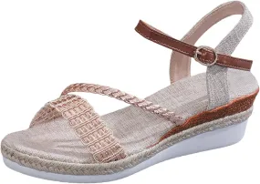 Platform Sandals Comfortable Open-Toe Cork Casual & Dressy Summer Shoes Womens Casual Slip on Summer Wedge Sandals