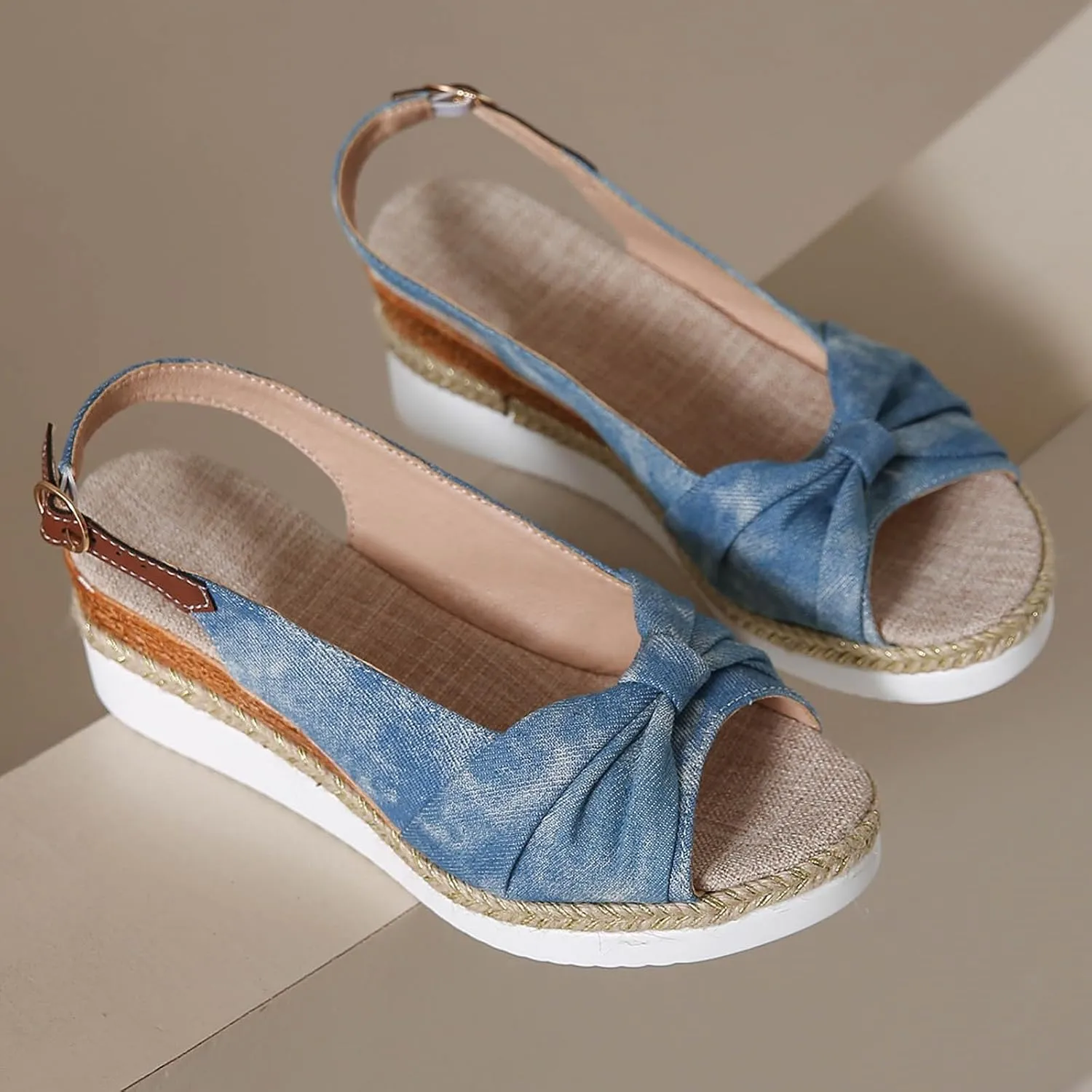 Platform Sandals Elastic Ankle Strap Rhinestone Comfortable Summer Platform Casual Dress Women Sandal